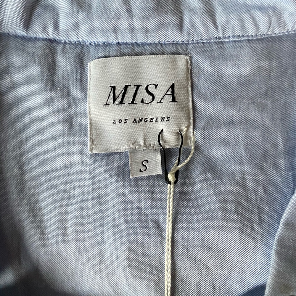 MISA Los Angeles Marjan Top, Blue Linen Blouse - Picture 4 of 6